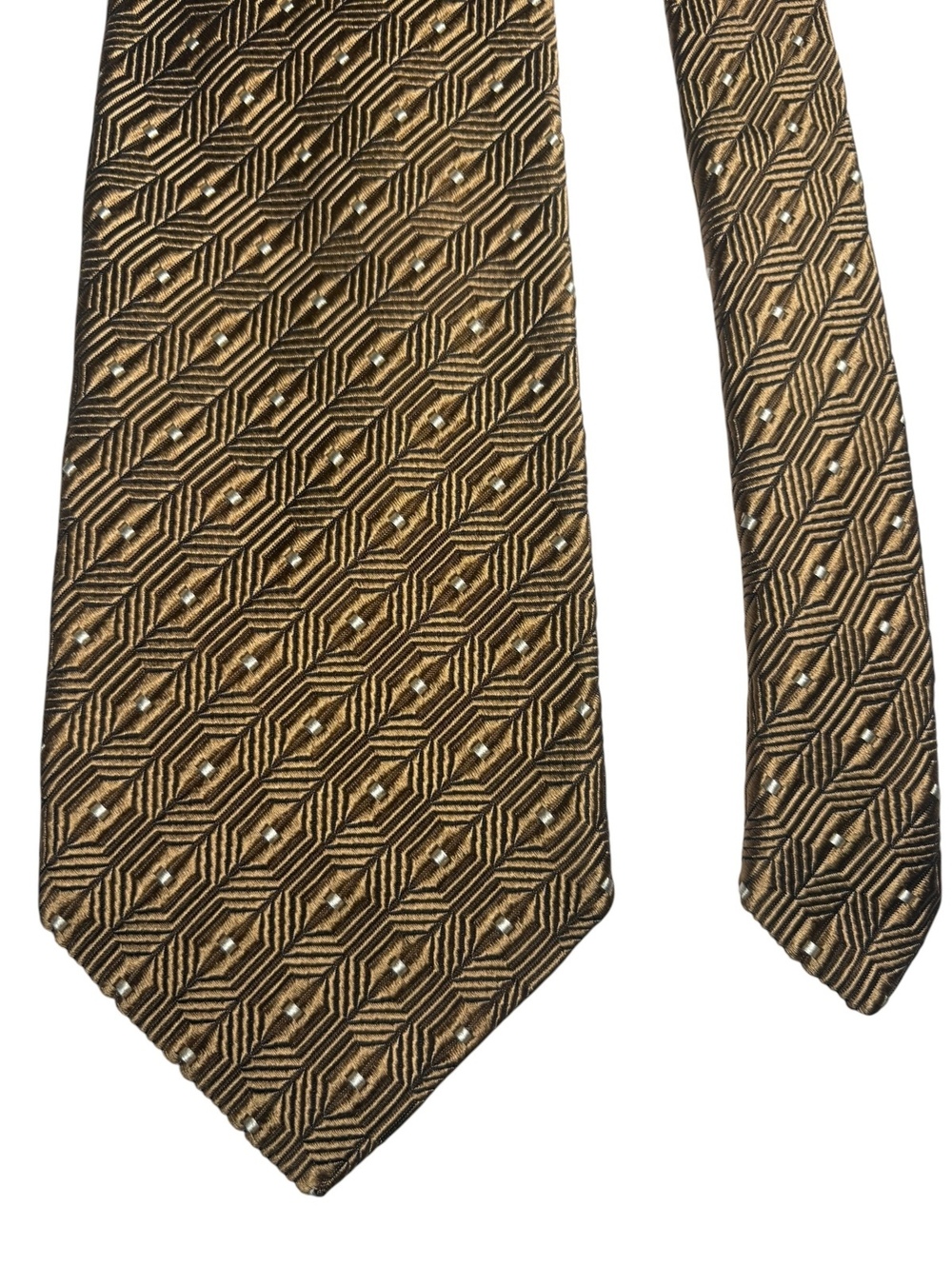 Robert Talbott Best of Class Silk Gold Geometric Jacquard Made in USA Men’s Tie
